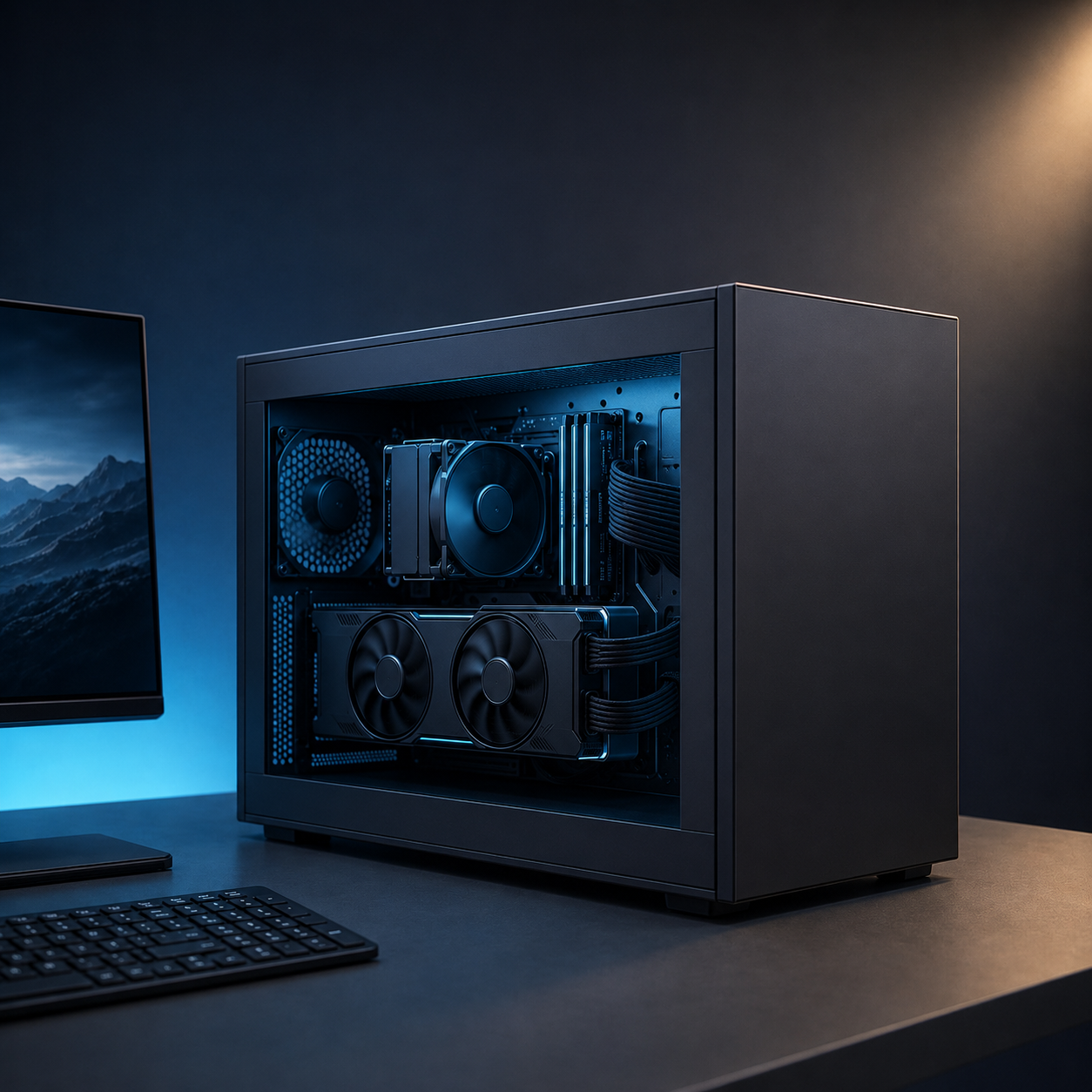 コンパクト・キューブ型 — 高さを抑えた小型ゲーミングPC
