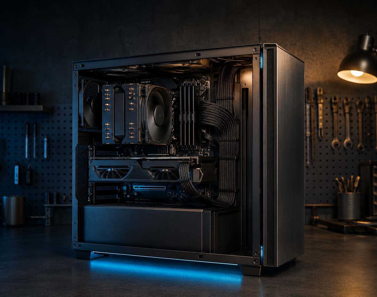 ゲーミングPC内部の整えられた配線とパーツ配置 — 見えない品質の象徴