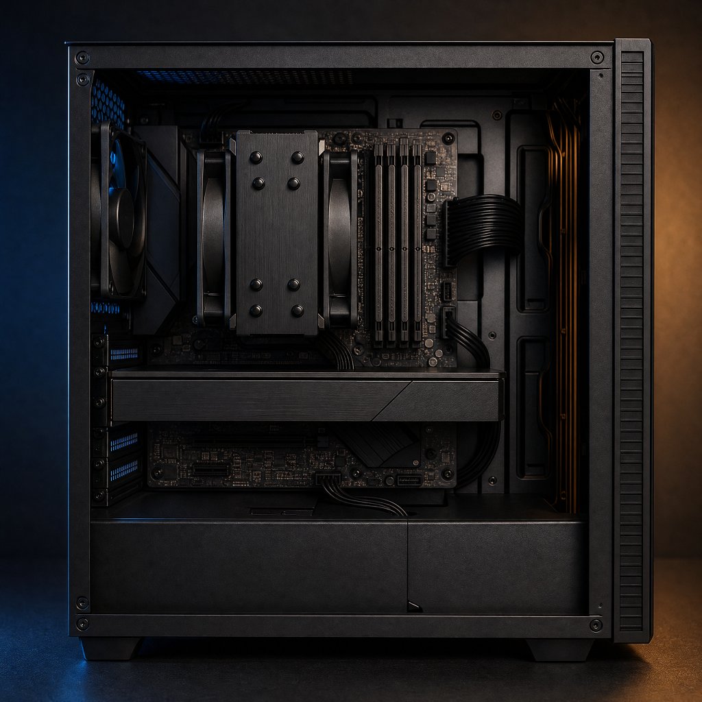 ゲーミングPCの内部を上から撮影したチェックリスト風ビジュアル